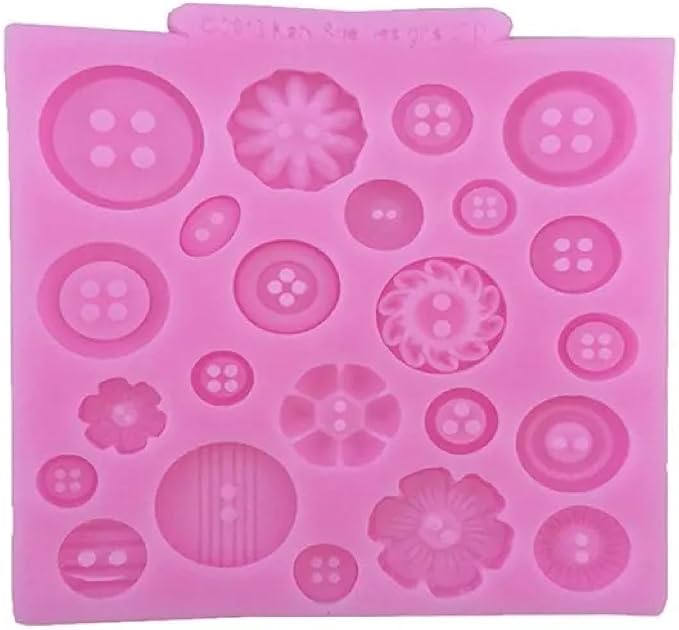 Silicone Mold Kit,10.2x10.7x0.8cm Button Modeling Silicone Mold Fondant Dessert Cake Chocolate Decoration Kitchen Baking Accessories