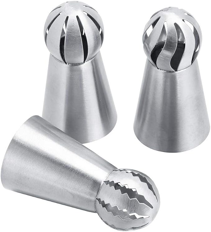 3pc Sphere Ball Russian Icing Piping Nozzles Tips Cake Decor Pastry Cupcake Set for Home,Cake Shop and Commercial