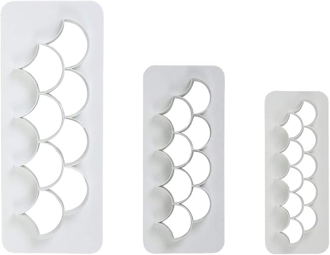PME Geometric Multicutters for Cake Design-Fish Scale-small, Medium & Large Size, Set of 3, White