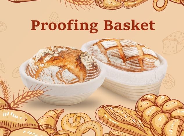 Bread proofing baskets for sourdough 19-Piece Set ,9" Round & 10" Oval Sourdough basket,Sour dough tools,Including bread pull ring, dough mixer,Complete Sour dough starter kit