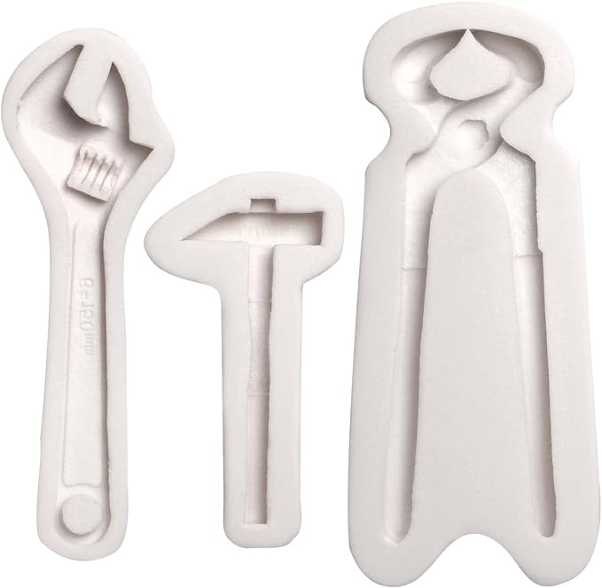 Hand Tools Chocolate Silicone Molds, 3 Packs Large Hammer Wrenches Pliers Construction Tools Baking Molds, 3D Fondant Molds for Cake Decoration Candy Sugar Craft Gum Paste Clay