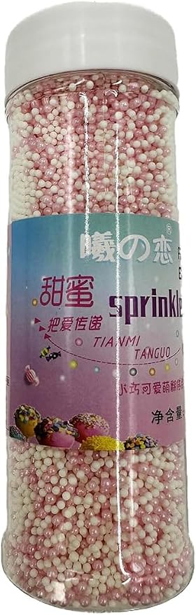 Pink White Christmas Sprinkles, 2mm Mini Pearls Ball Valentines, Cake Sprinkles, Gluten Free, Cookies, Chocolate, Fondant, Princess Topping, Ice Cream, Edible, Dessert Decoration