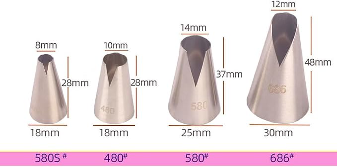 Saint Honore Piping Tips,Enhance Your Pastry Creations with V Wave Pastry Tips Nozzles (4 Pcs)