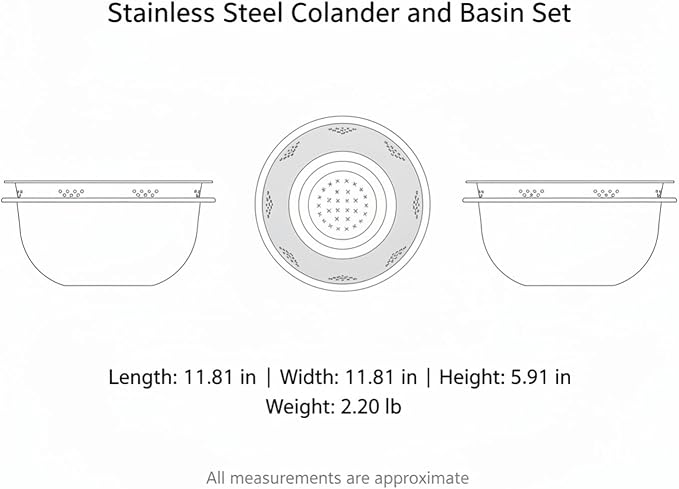 2-Piece Stainless Steel Nested Bowl Set, Deep Basin for Washing Veggies, Draining Pasta, and Food Prep (Silver)