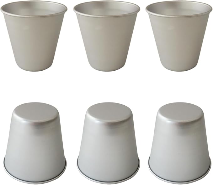 6 PCS Tart Pan Set, Aluminum Popover Pans, Individual Yorkshire Pudding Cup Molds, Deep Round Dish for Egg Tart, Muffin, Cupcake (3.58x 2.28x 3.15 Inch)