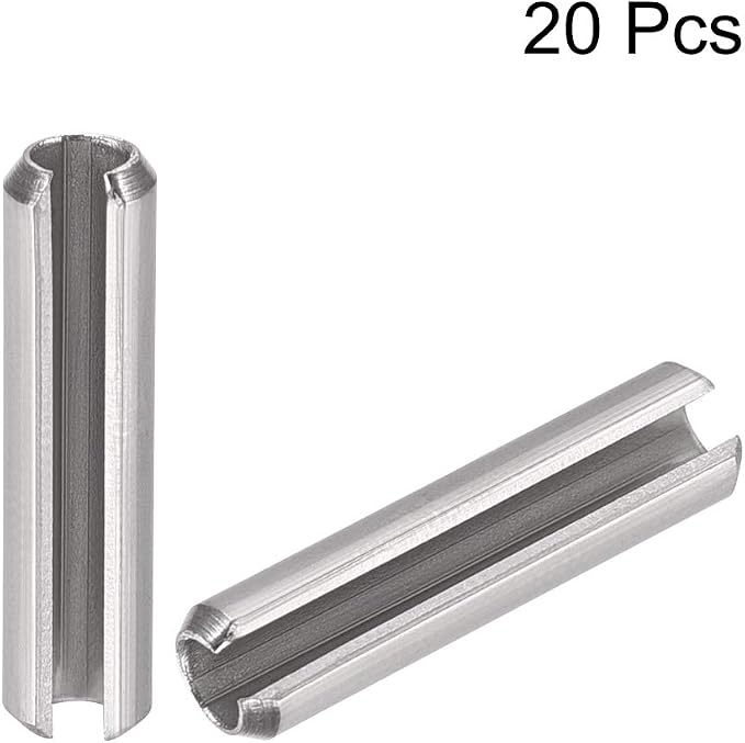 uxcell Slotted Spring Pin - M4 x 20mm 304 Stainless Steel Split Spring Roll Dowel Pins Plain Finish 20Pcs