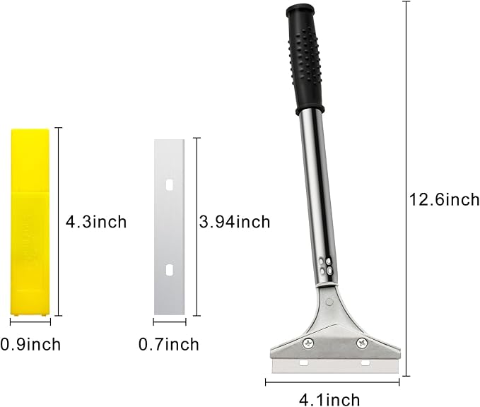 Mudder 4 Inch Razor Blade Scraper Tool Wallpaper Floor Tile Paint Removal Smoothing Scraper Tool with Replacement Blade for Removing Wallpaper Sticker Glue Floor Adhesive(Black,6 Pcs)