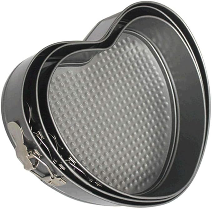 Nonstick Springform Pan with Removable Bottom 3 Pieces Cake Molds of Heart Leakproof Cheesecakes Pan Bakeware Set (3pcs Heart, 24cm, 26cm, 28cm)