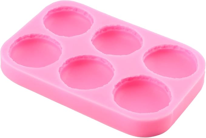 Mujiang 6-Cavity 3D Macaroon Hamburger Silicone Fondant Molds For Cake Decorating Chocolate Candy Mini Soap Bath Bomb