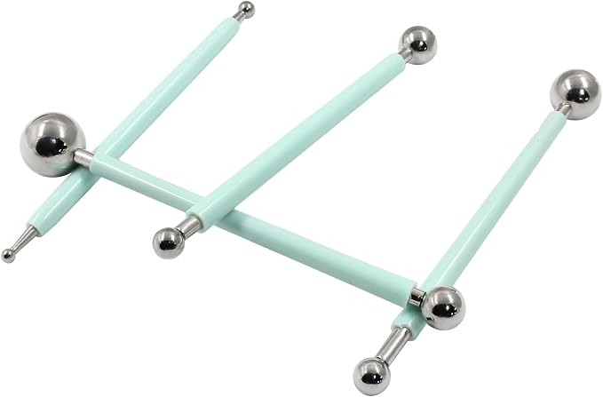 Cake Decorating Metal Ball, Metal Ball Fondant Tool Fondant Cake Pan Cake Decorating Tool Flower Sugar Craft Ball Model DIY Tool Clay Modelling Tools(Set of 4, Green)