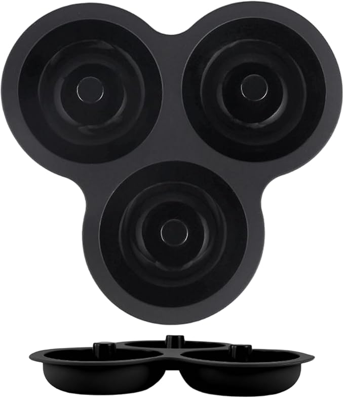Donut Pan - Heat Resistant Silicone Tray, 12-Cavity Reusable Donut Molds for Air Fryer with Non-Stick for Cake, Cookie, Snack Cooking, Breakfast Prep, Kitchen, Party, Holiday, Birthday, Bakers