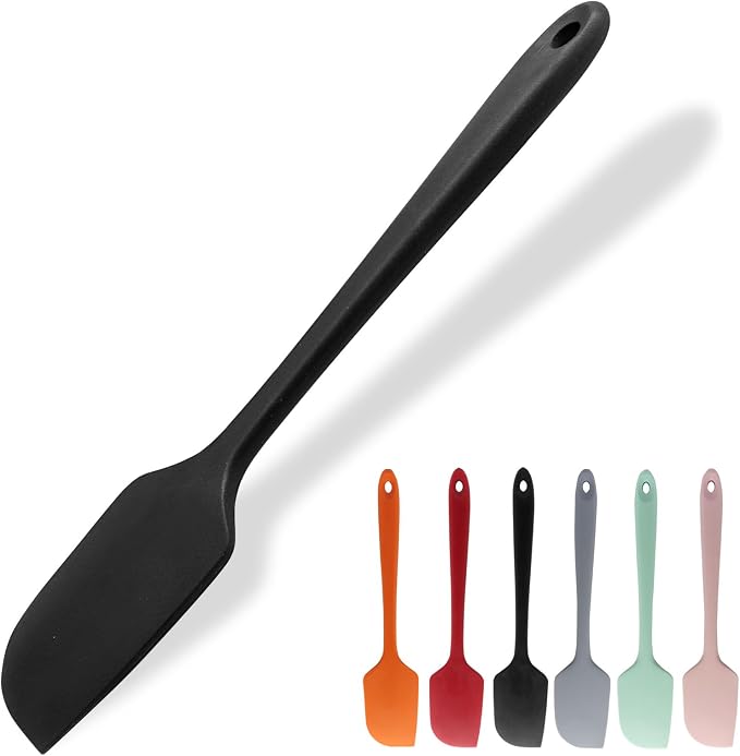 Large Silicone Spatula, 11.4 Inch Rubber Spatula with Nylon Core, Heat Resistant to 446°F, Kitchen Cooking Utensils Baking Bowl Scraper for Mixing & Scraping (Black)