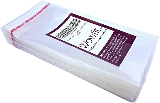 Wowfit 200 Count 3x5 Inch Clear Cellophane Plastic Bags, Resealable Self-Sealing Cello Bags Good for Cookies, Decorative Wrappers, Party Favors, Candy and More