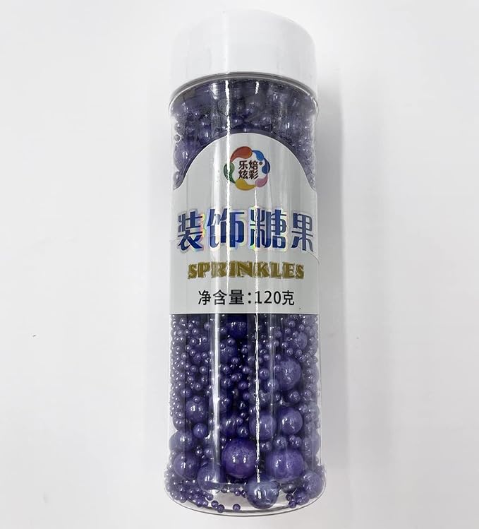 Sprinkles Edible Pearl Sugar Candy Cupcake Cake Topper 120g/ 4.2oz, Decorative Glitter Sprinkle Mix for Baking, Cake and Cookie Decorating (Purple)