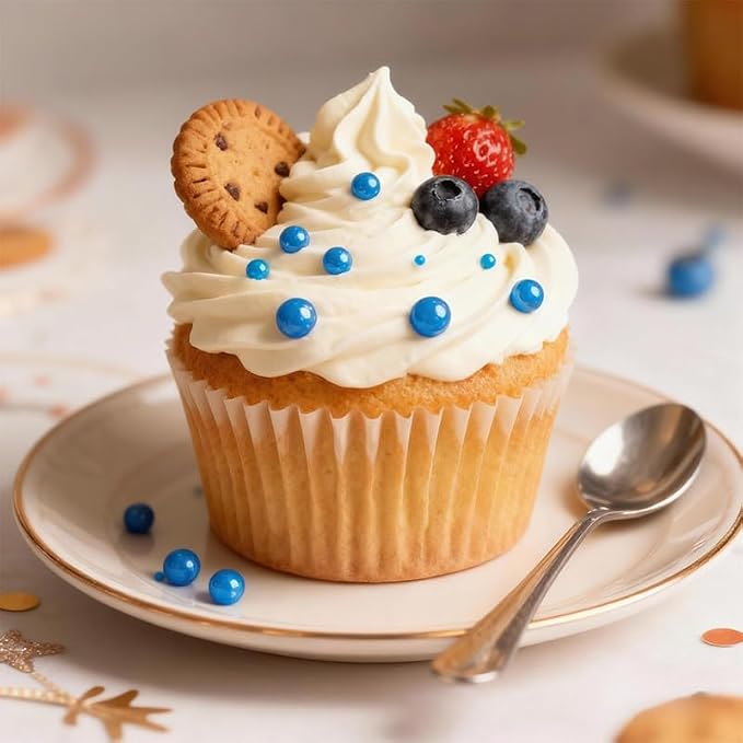 Blue Sprinkles, Edible Blue Pearl Sprinkles for Cake Decorating, Cake Decoration & Cupcake Topper, Baking Cookie Toppings, Wedding Party Christmas 4th of July Supplies, 110g/3.88oz (4 Sizes Mix)