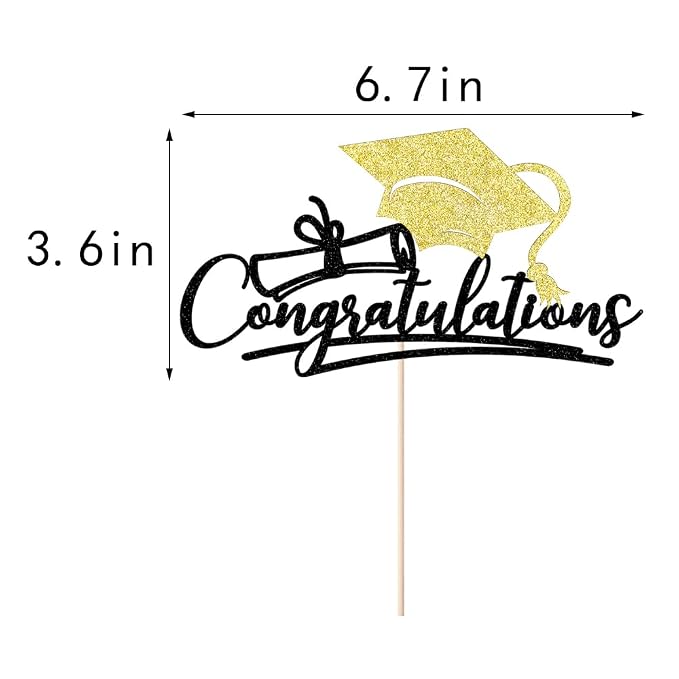 Congratulations 2026 Graduation Cake Topper,Congrats Grad Cake Decor - 2026 High School/College/Senior Graduation Party Decorations Supplies (Black and gold)