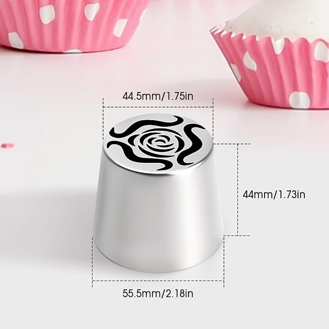 6/3PCS Extra Large Russian Piping Tips, Stainless Steel Flower Piping Tips Rose Floral Icing Nozzles for Cake Decorating, Frosting, Cream Flower DIY Cookies, Desserts Baking Tools (3PCS-B)