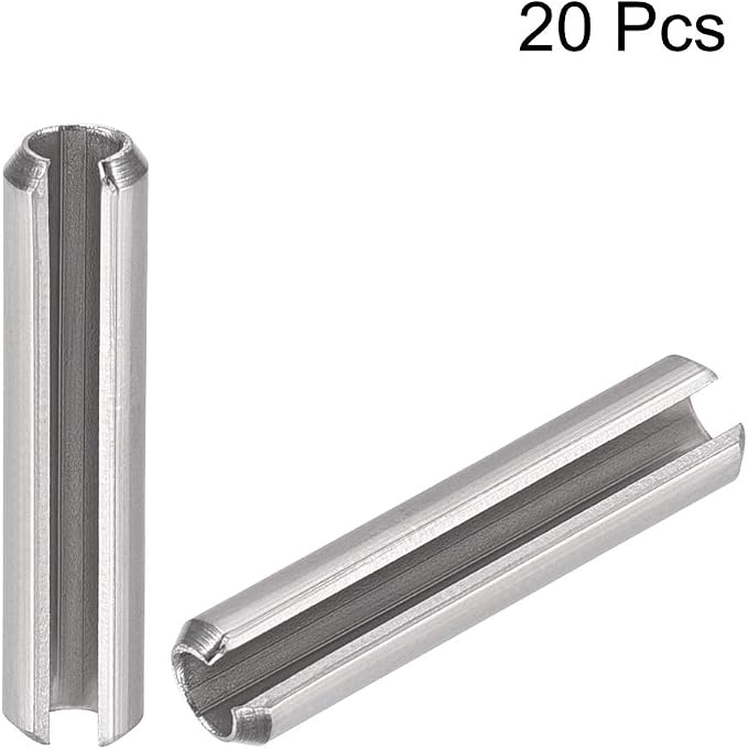 uxcell Slotted Spring Pin - M4 x 30mm 304 Stainless Steel Split Spring Roll Dowel Pins Plain Finish 20Pcs