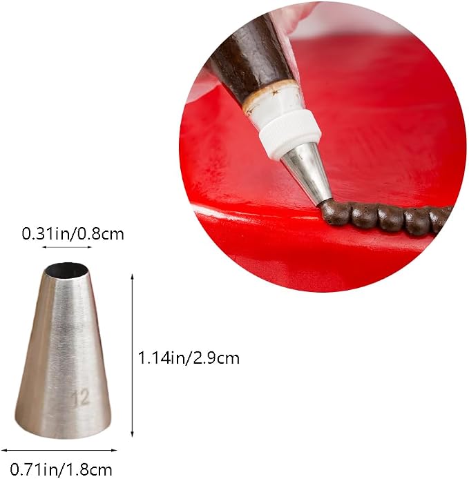 Macaron Piping Tip #12,3 Pcs Plain Decorating Tip for Macarons Filling,Swril,Ball,Dots,Figure Piping