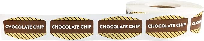 Chocolate Chip Grocery Store Food Labels .75 x 1.375 Inch Oval Shape 500 Total Adhesive Stickers
