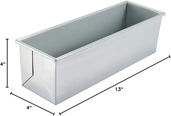 Pullman Pan, 1-1/2 Lb Capacity, 13"x4"x4", Glazed, Aluminized Steel