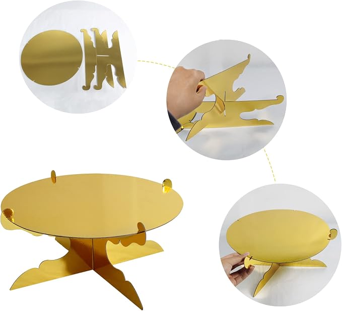 12 inch One Tier Cardboard Cupcake Stands & Cake Stands for Party (1, Gold)