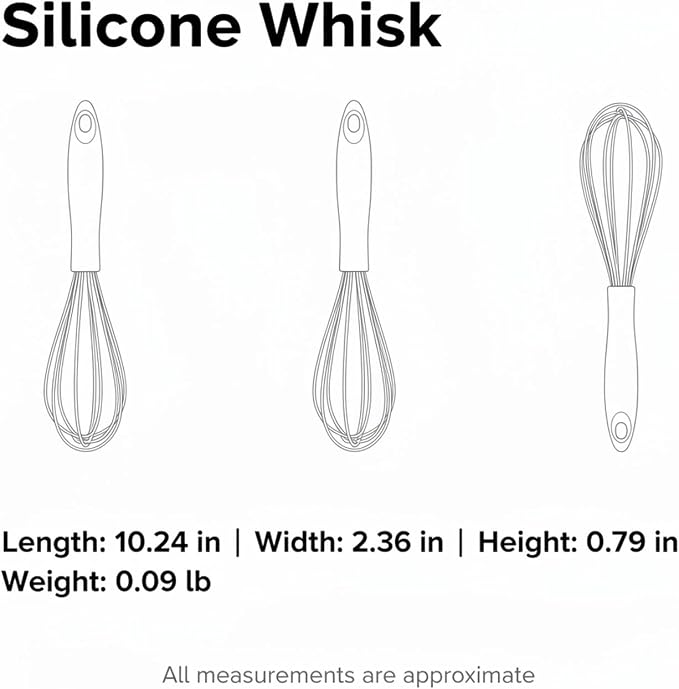 Red Silicone Whisk for Non-Stick Cookware, 10.2 Inch Coated Wire Egg Beater