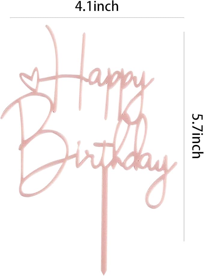 Happy Birthday Cake Topper Birthday Cake Decoration Party Cake Supplies (Love pink cake topper)