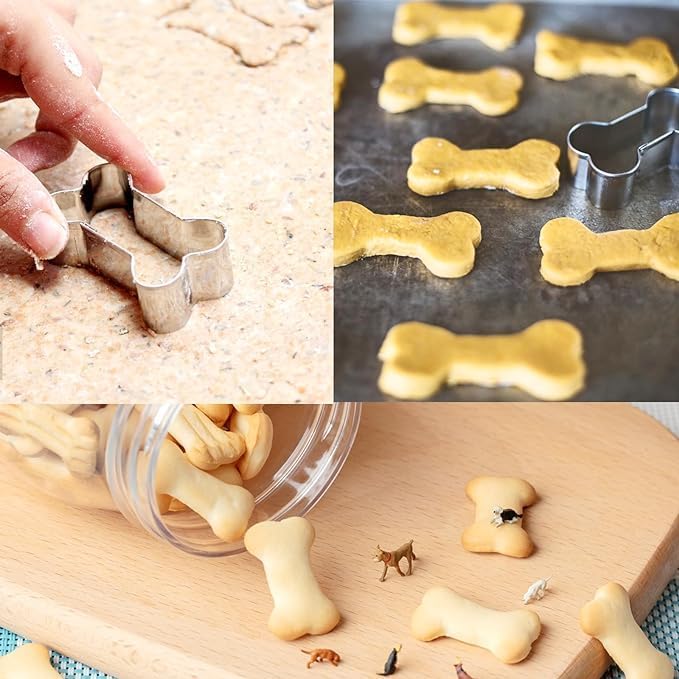3-Piece Dog Bone Cookie Cutters Set (2.36''/3.14''/3.9'') - Coated with Soft PVC for Protection, Non-Slip Baking Tools for Dog Treats & Cookies.By ENBRWAS