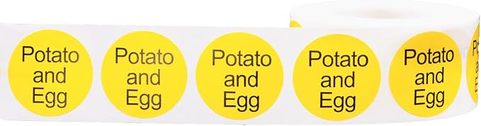 Potato and Egg Deli Labels 1 Inch Round Circle Dots 500 Total Stickers