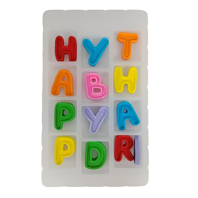 Edible Candy Happy Birthday Letters Cake Decorations Dessert Sugar Sprinkles Party Cookie DIY Cake Cupcake Topper Icing Frosting Decoration Holiday Supplies (Only Contain Happy Birthday Alphabet)
