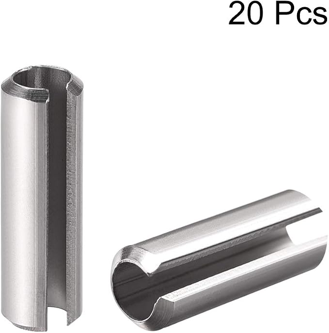 uxcell Slotted Spring Pin - M6 x 30mm 304 Stainless Steel Split Spring Roll Dowel Pins Plain Finish 20Pcs