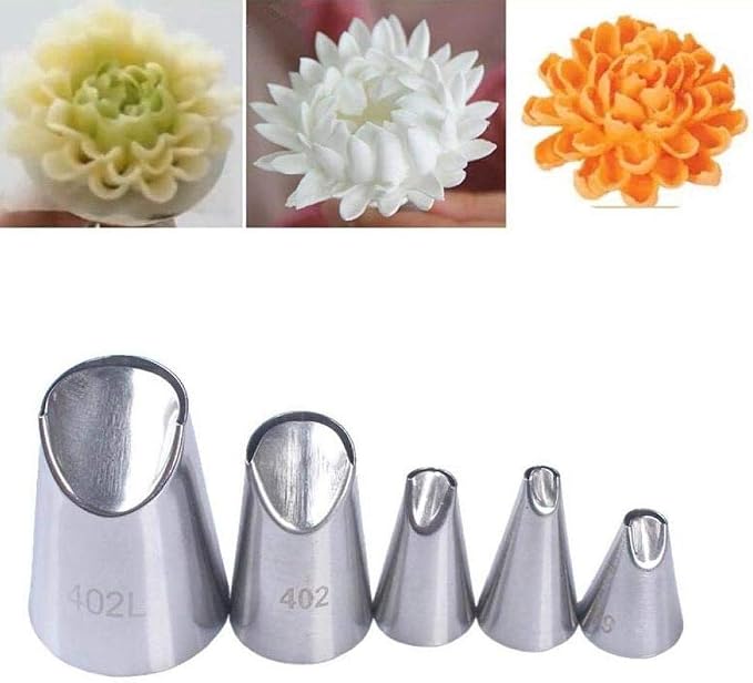 5pcs Cupcake Russian Piping Tips Set Stainless Steel Icing Piping Nozzles Pastry Tips Portable Cake Nozzle Baking Accessories