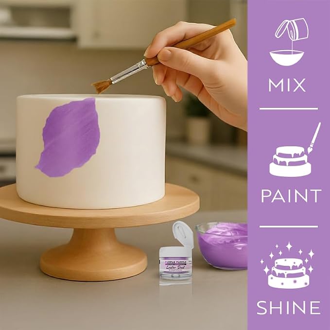 Luster Dust - Purple Purple (4g 1x Jar) | Edible Vegan Dust & Paint for Cake Decorating, Ice Cream, Desserts, Cocktails and Beverages by Bakell