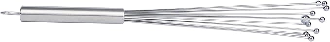 Restaurantware 12.5 in Stainless Steel Ball Whisk - 24 Pack - German Standard Egg Beater with Ergonomic Handle, Dishwasher Safe - Manual Mixer Cooking Whisk for Baking, Stirring, Sauces, Beating