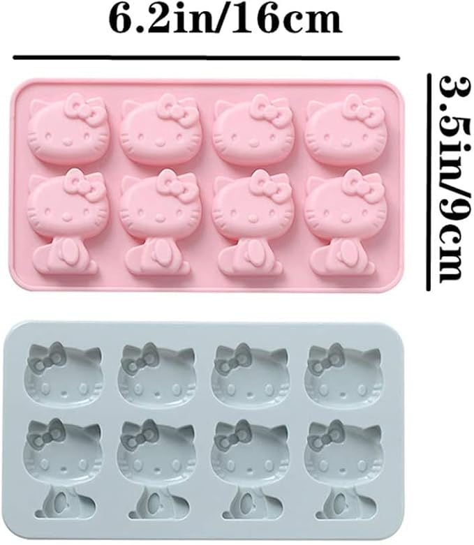 INKU Hello Kitty Silicone Molds 2Packs Fondant hello kitty mold Cake Mold,Ice Mold,Chocolate tray for Sugarcraft, Birthday Cake Decoration