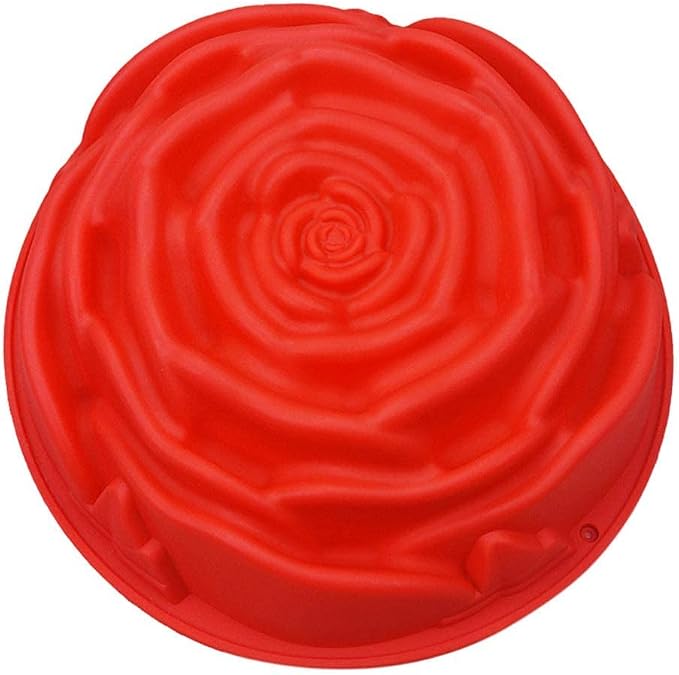 Joyeee 9.4'' Rose Flower Cake Mold Pan, Silicone Baking Mold for Birthday Cake, Muffin, Bread, Pie, Flan, Tart, Mousse, Cheesecake - Non-Stick Baking Trays - Great For Parties, Holidays