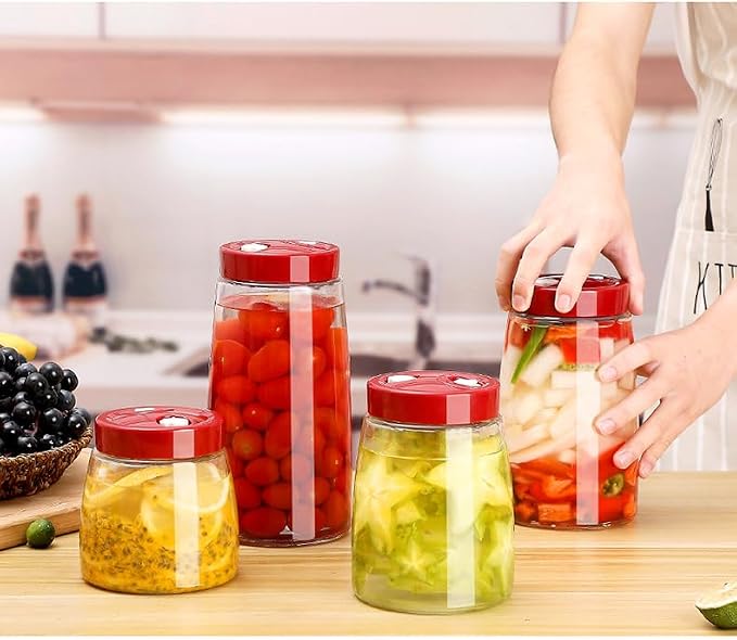 2.2 Liter Fermentation Jar, Fermenting Kit with Venting Valve Airlock and Fermenting Weight, Pickle Jar, Wide Mouth Glass Jar for Pickles, Kimchi, Sauerkraut, Mead, Kombucha, Sourdough