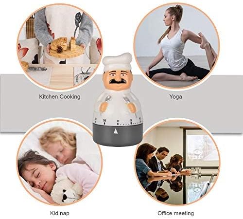 Jayron Mechanical Kitchen Timer 60 Minutes Countdown Timer Chef Shaped Alarm Clock,Suit for Children and Elderly,Used for Cooking Baking Facial Mask