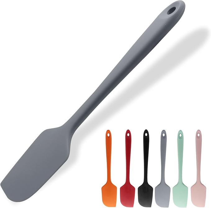 Large Silicone Spatula, 11.4 Inch Rubber Spatula with Nylon Core, Heat Resistant to 446°F, Kitchen Cooking Utensils Baking Bowl Scraper for Mixing & Scraping (Grey)