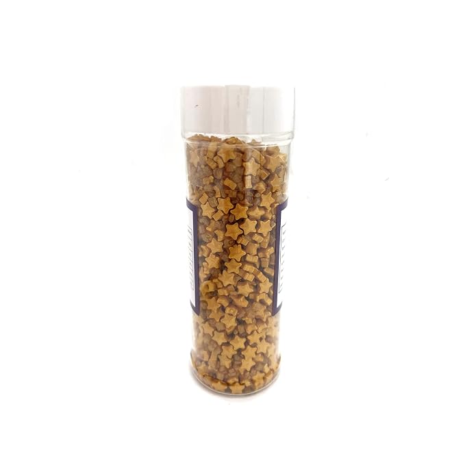 Sprinkles Gold Star Sugar Crystal Sugar Candy Cake Decorations Cupcake Toppers Cookie Decorating Ice Cream Celebrations Shaker Jar Wedding Shower Party (120g/4.2oz)