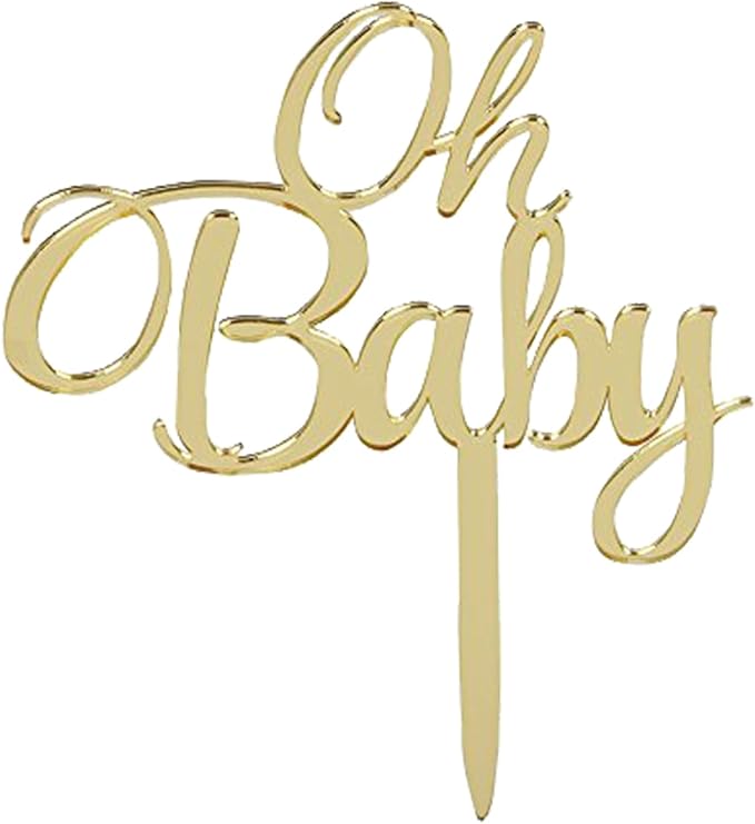 Mirrored Gold Oh Baby Cake Topper, Baby Shower 1st Birthday Party Decorations, Welcome Baby Decorations, Baby Shower Party Cake Decor