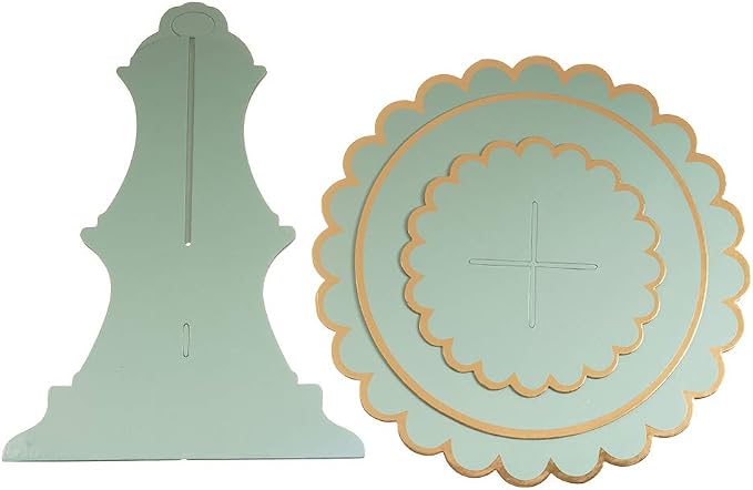 YLDW Cupcake Stand with Lace Trim, 3-Tier Cupcake Stand Display, Cardboard Cup Cake Tower Stand, Disposable Dessert Stand for Birthday Tea Party Baby Shower Treat Decorations, Mint Green
