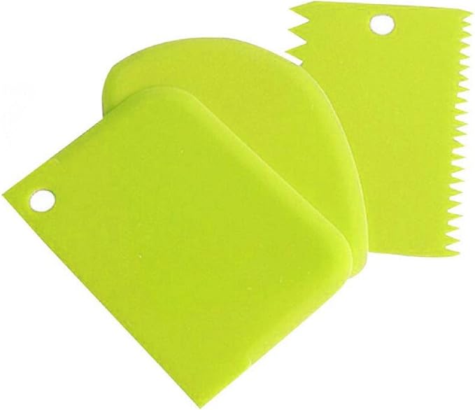 3 Pcs Cake Scraper Smoother Set, Cake Icing Smoother Tool for Cake Decorating, Plastic Dough Scraper Flexible Bowl Scraper for Baking