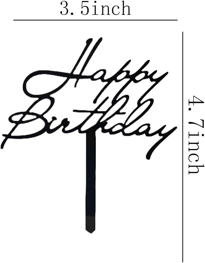 Happy Birthday Acrylic Cake Topper Birthday Party Decorations Cupcake Toppers Decorations Supplies (Black 8)