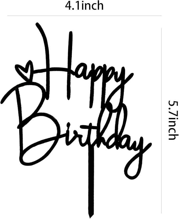 Happy Birthday Cake Topper Birthday Cake Decoration Party Cake Supplies (Golden stars black cake topper)