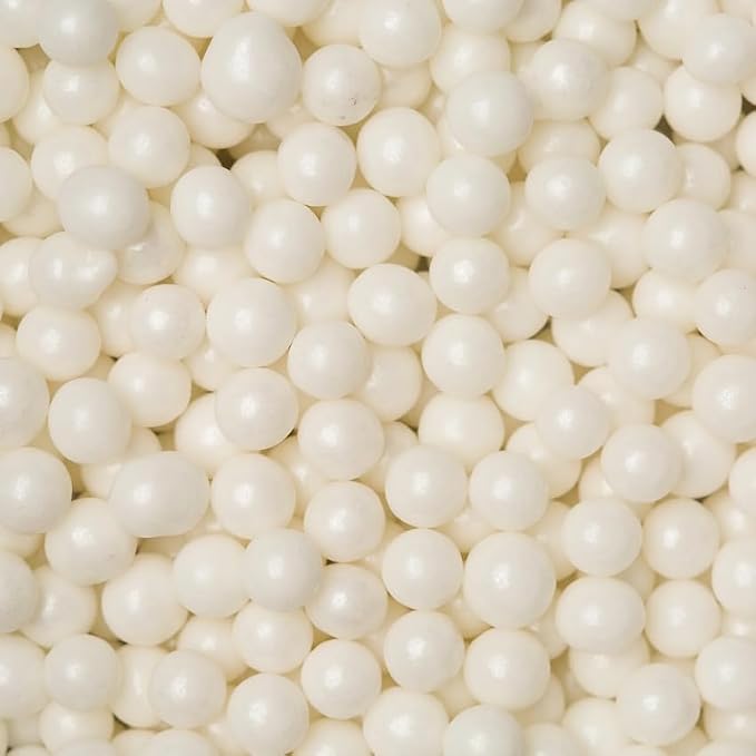 6MM WHITE SUGAR PEARLS - 4 oz shaker jar - Edible Sugar Pearls for Cakes, Cupcakes, Cookies, Icing, Chocolate