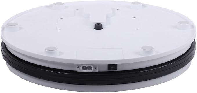 fotoconic White Electric Motorized Rotating Turntable Display Stand, 14 Inch / 35cm Diameter, 110 Lb Centric Loading for Shop Display