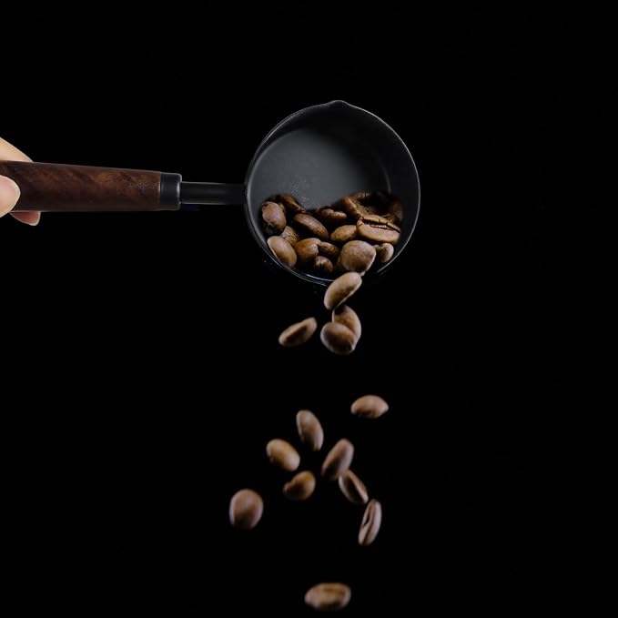 1pcs 1/4 Cup Measuring Cup with Wooden Handle Stainless Steel Measuring Scoop 60ml Measuring Spoon Black 1/4 Measuring Cups for Baking Cooking Wet and Dry Ingredients (60ml)