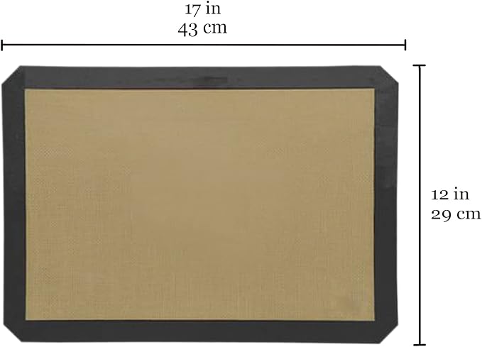 Vila 2 Pack Baking Mats, 12” x 17”, Tray Pan Liner for Healthy Dishes, Reusable Non-Stick Cookie Sheets, Perfect for Macarons, Dog, Cat, Parrot Treats, Pastry, Bread, Bun making